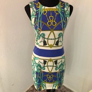 RENASCIMENTO brand EQUINE print Medium Dress Made in Italy